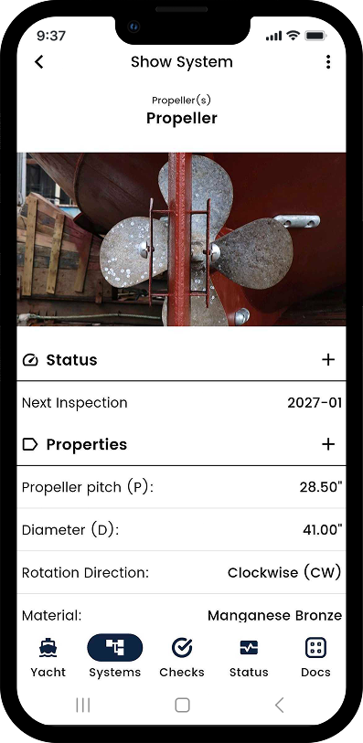 YachtPrep System Propeller View